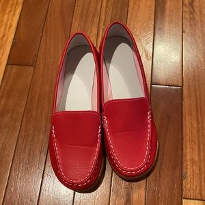 Red Vegan Leather Loafer by Solsagn-G